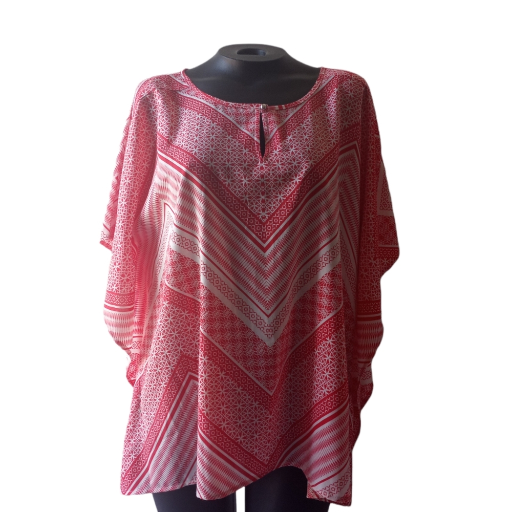 HALO Geometric Print Tank Top Keyhole Neck Size S.